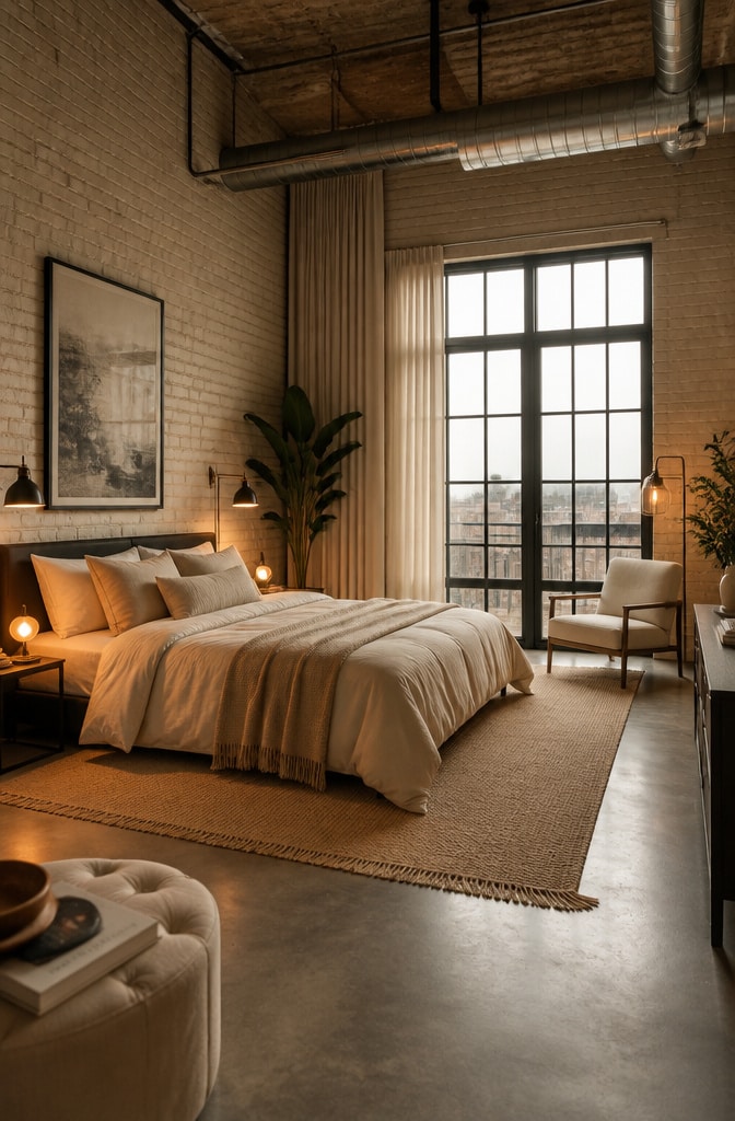 Urban Industrial Beige Bedroom