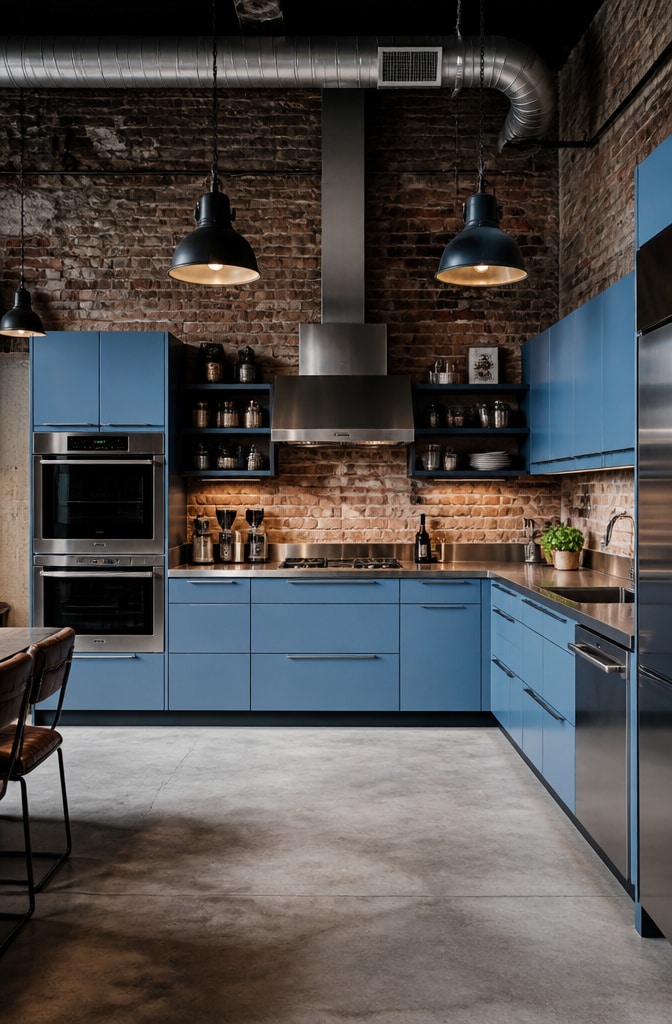 Urban Industrial Light Blue Cabinets