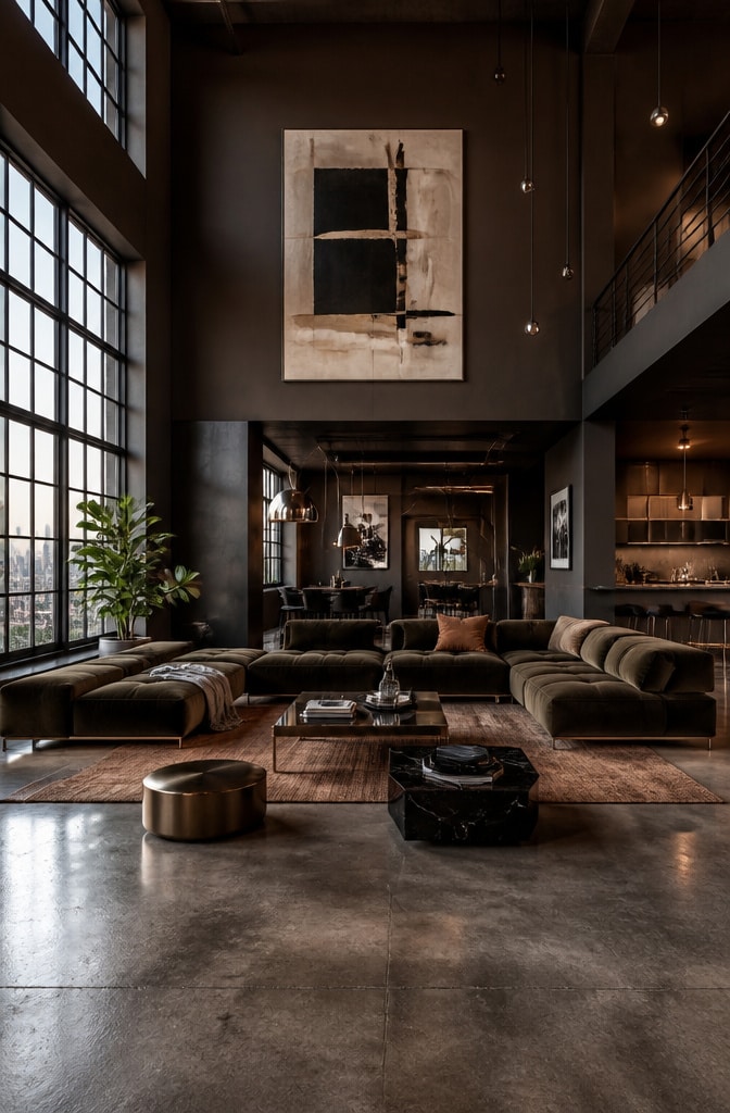 Urban Loft Brown Walls Living Room