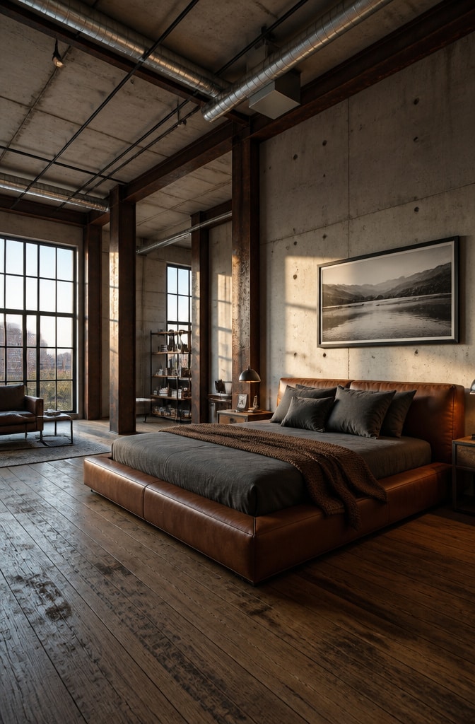 Urban Loft Grey and Brown Bedroom