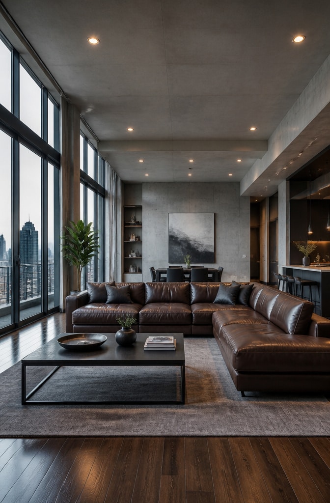 Urban Modern Dark Brown and Grey Living Room