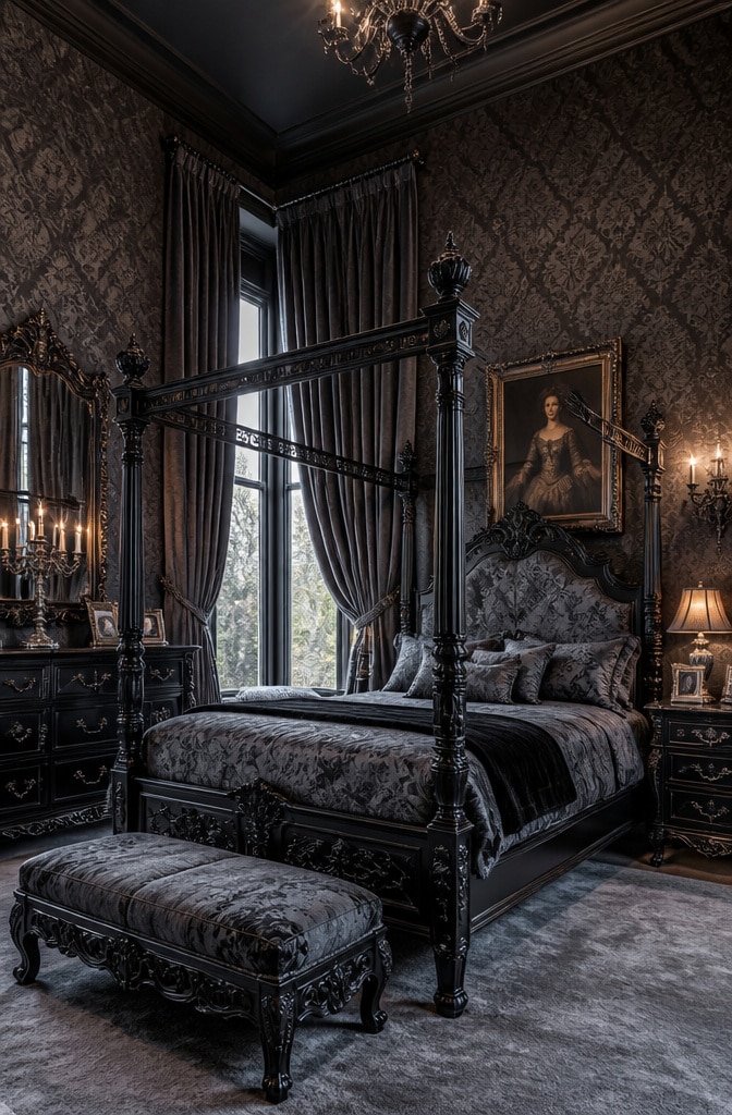 Victorian Black and Grey Bedroom