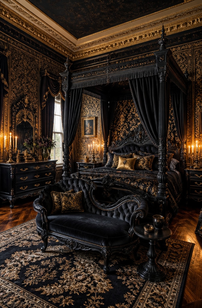 Victorian Black Bedroom Elegance
