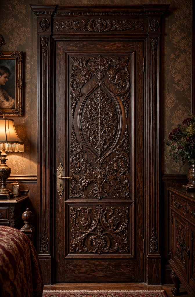 Victorian Ornate Carved Bedroom Door
