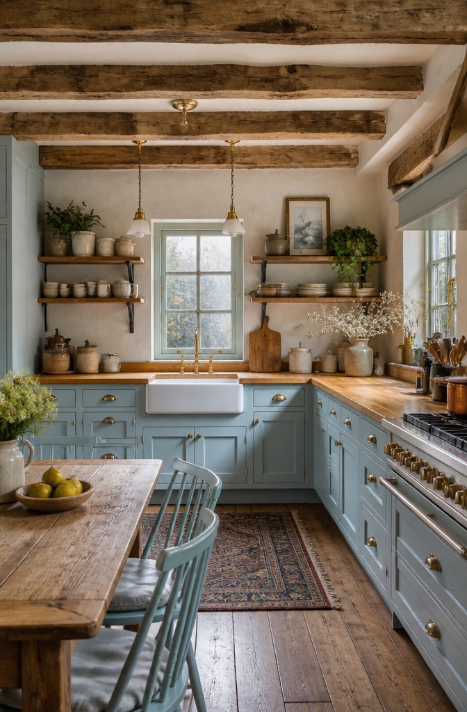 Vintage Blue Farmhouse Kitchen