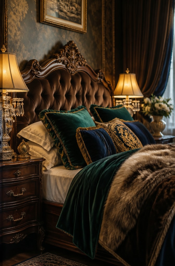 Vintage Brown Velvet Headboard Bedroom
