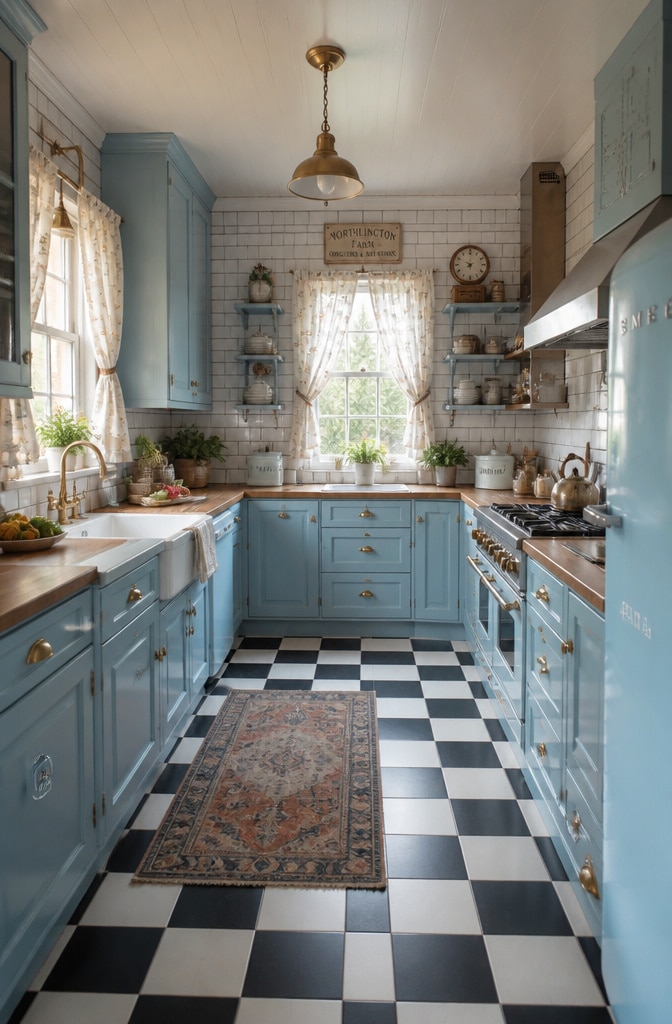 Vintage Charm Light Blue Kitchen