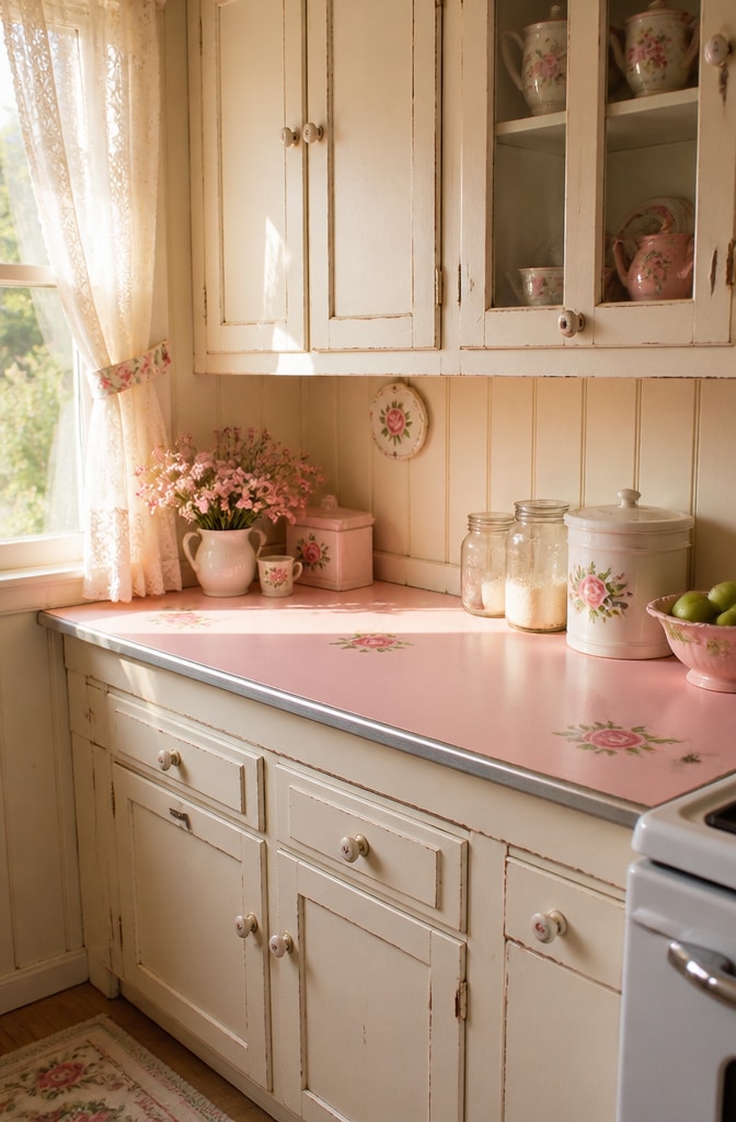 Vintage Cottage Floral Countertop Design