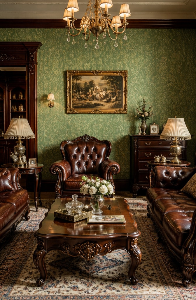 Vintage Elegance in Sage and Brown