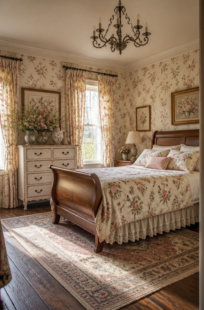 Vintage Floral Farmhouse Bedroom
