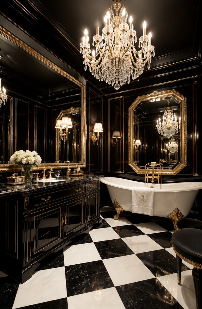 Vintage Hollywood Glam Art Deco Bathroom