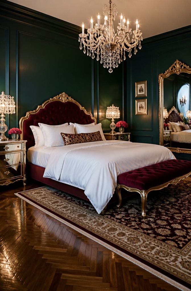 Vintage Hollywood Glam White Comforter Bedroom