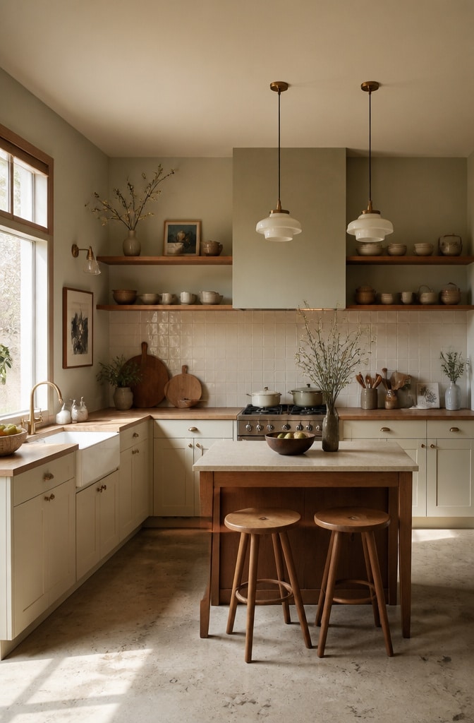 Vintage-Inspired Japandi Kitchen with Soft Neutrals