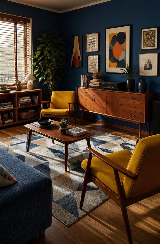 Vintage Mid-Century Blue Living Room