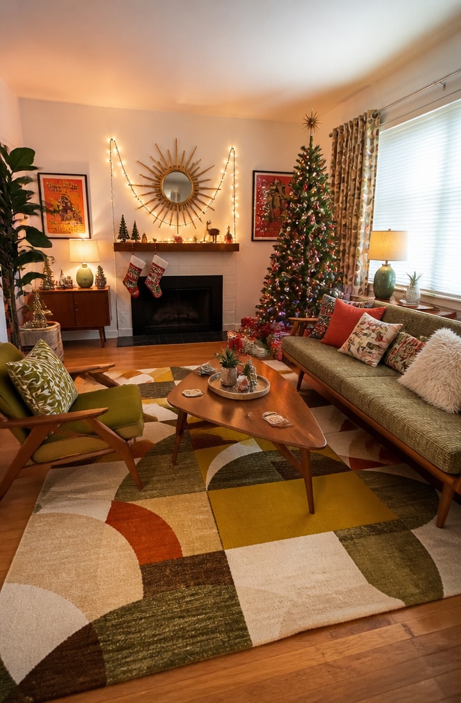 Vintage Mid-Century Modern Christmas Living Room