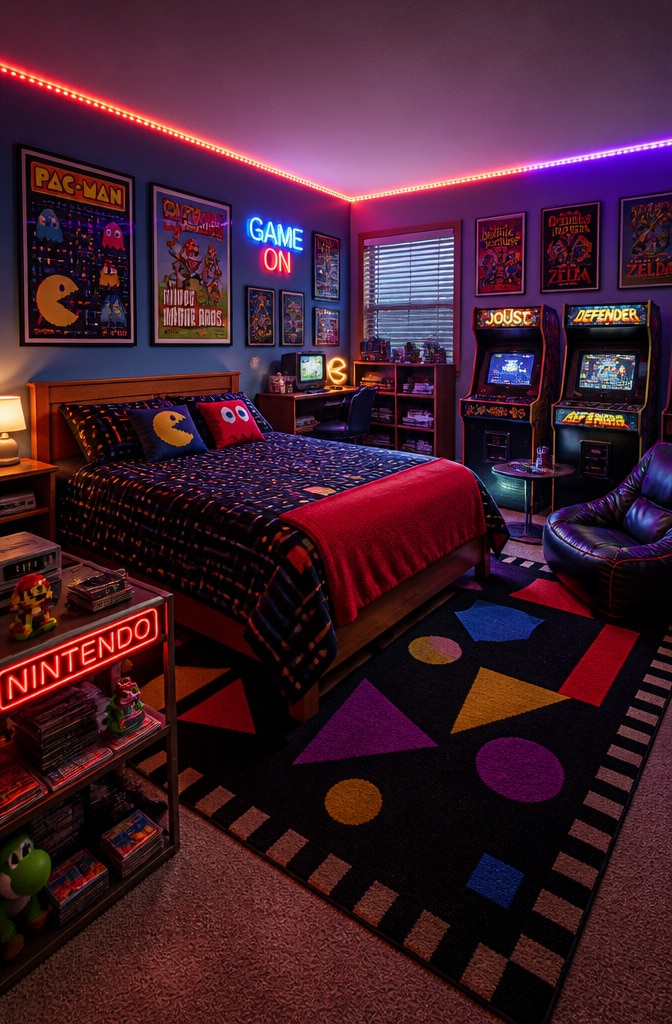 Vintage Retro Gamer Bedroom