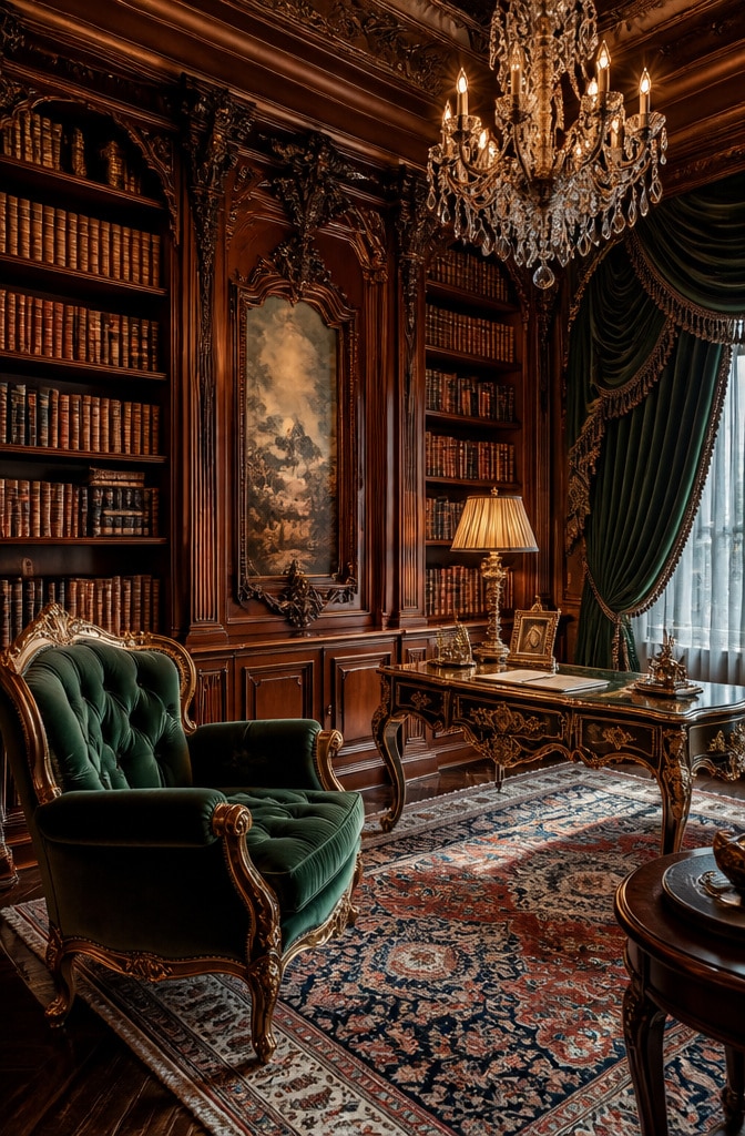 Vintage Rococo Library Retreat