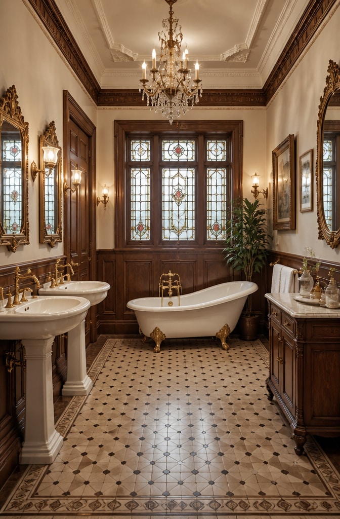 Vintage Victorian Light Brown Bathroom