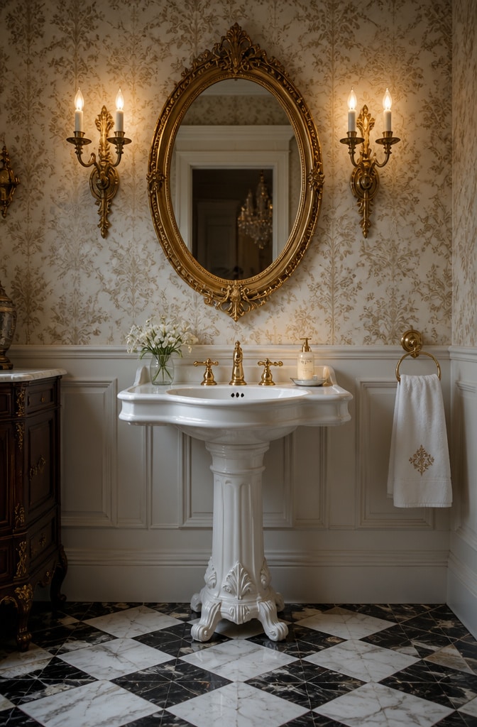 Vintage Victorian Pedestal Sink Bathroom