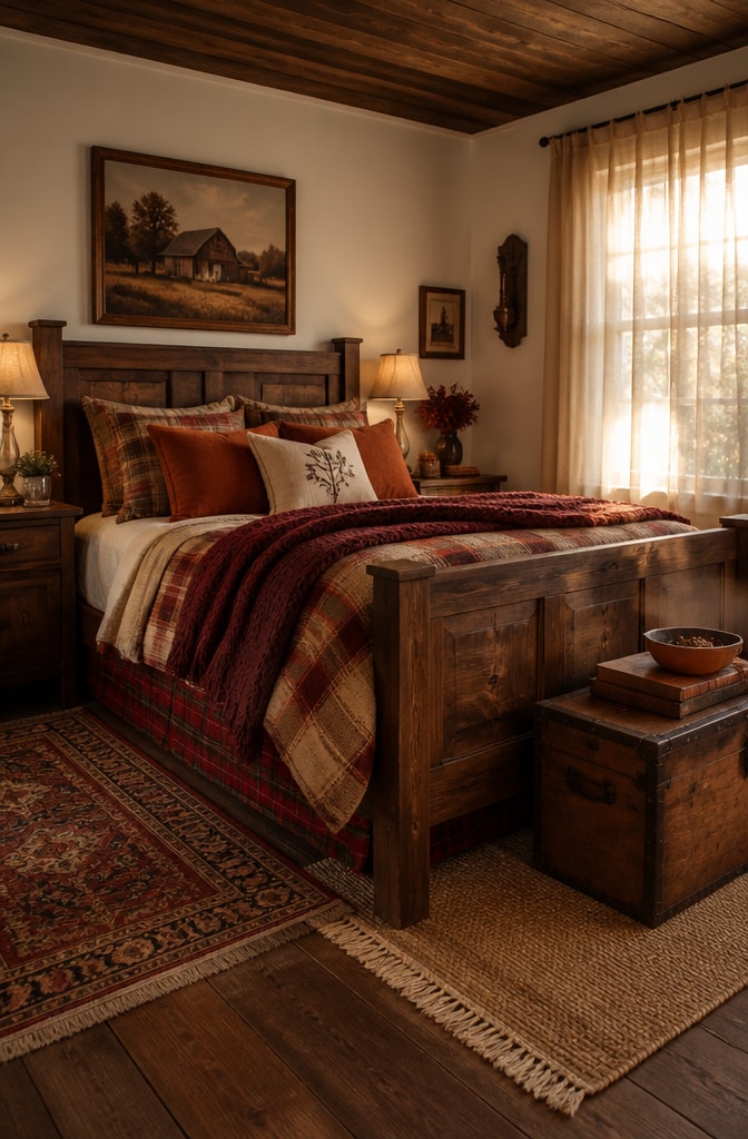 Warm Autumnal Farmhouse Guest Bedroom