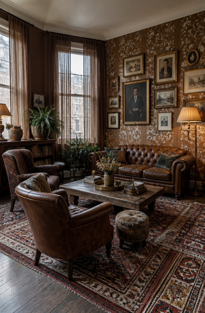 Warm Brown Eclectic Vintage Living Room