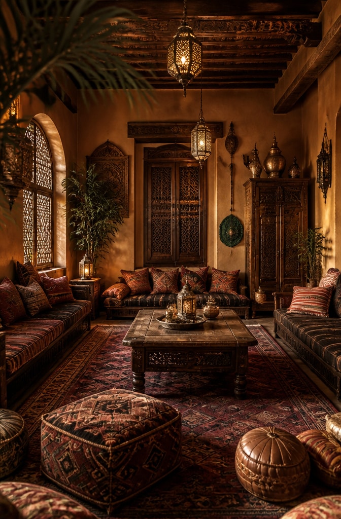 Warm Brown Moroccan Living Room
