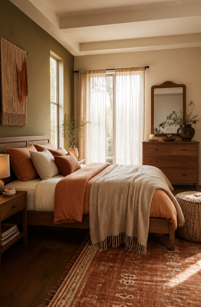 Warm Earth-Toned Brown Bedroom