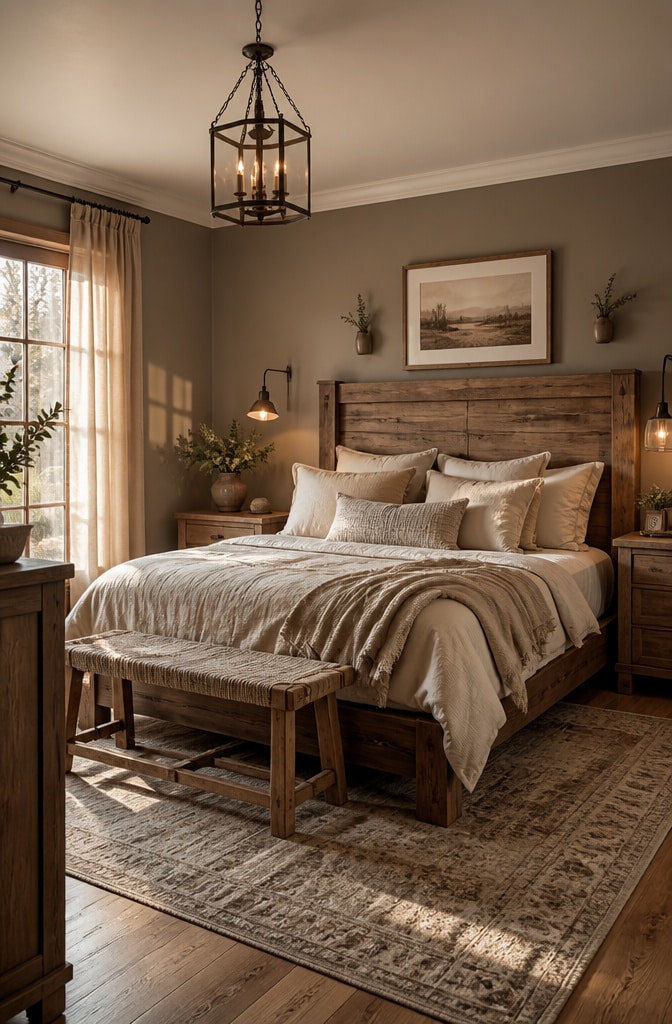 Warm Taupe and Woodgrain Farmhouse Retreat