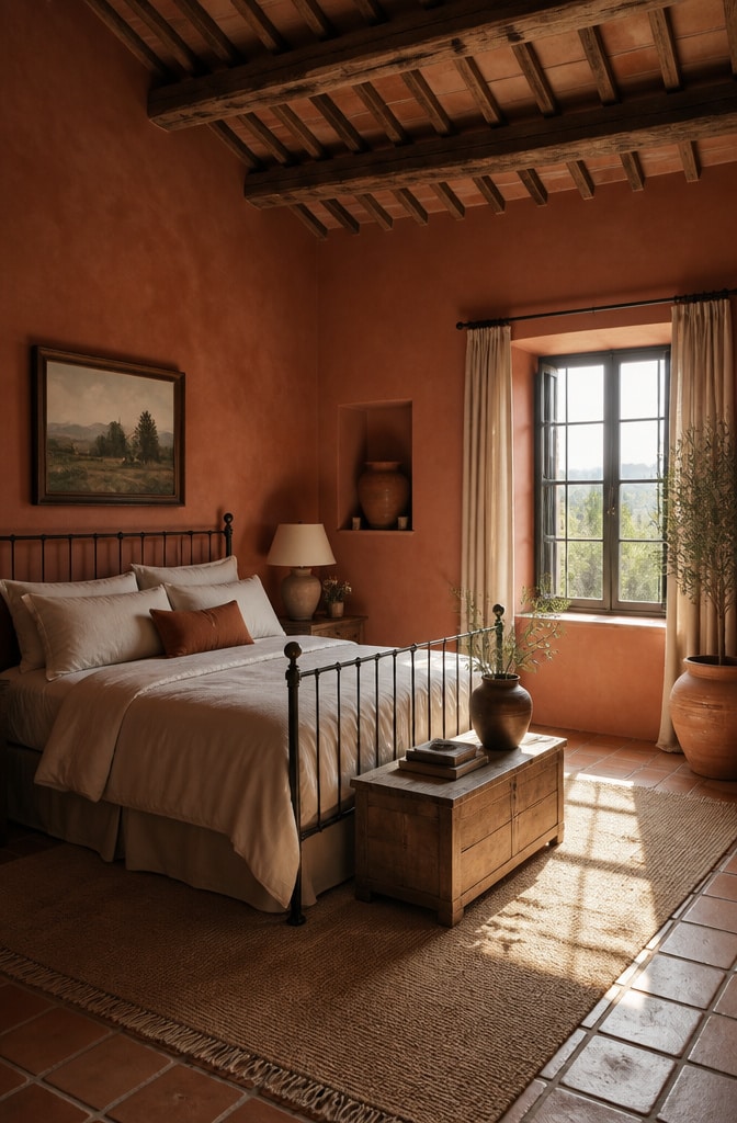 Warm Terracotta Rustic Bedroom
