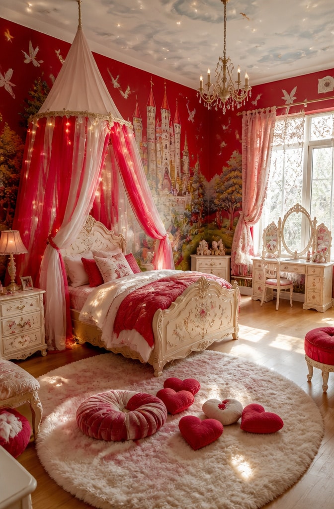 Whimsical Red Fairy Tale Bedroom