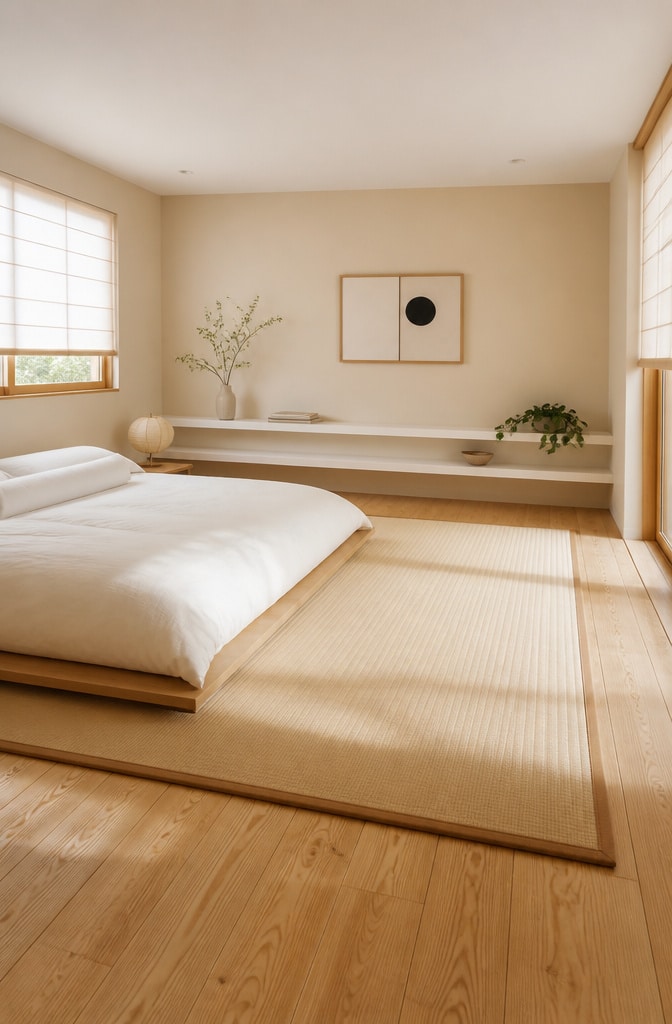 Zen-Inspired Cream and White Minimal Bedroom