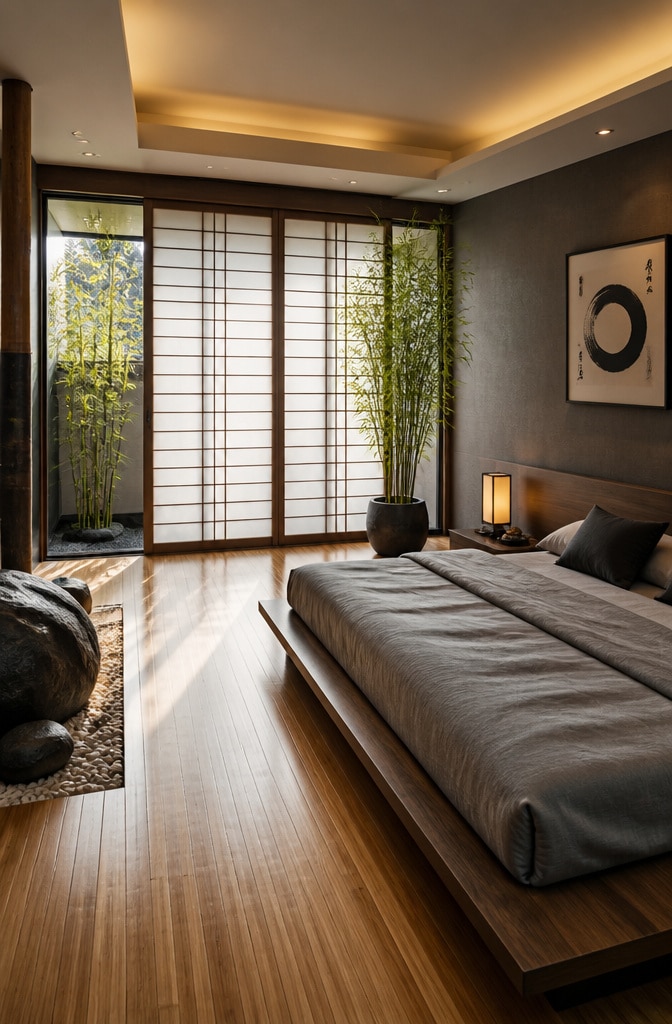Zen Inspired Grey and Brown Bedroom