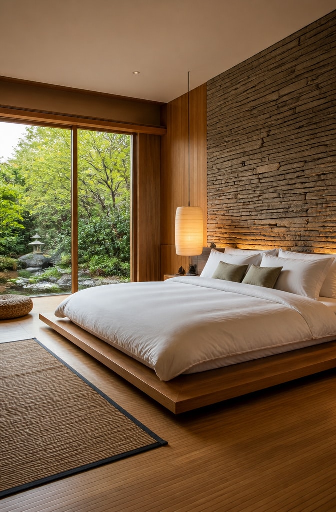 Zen-Inspired White Comforter Bedroom