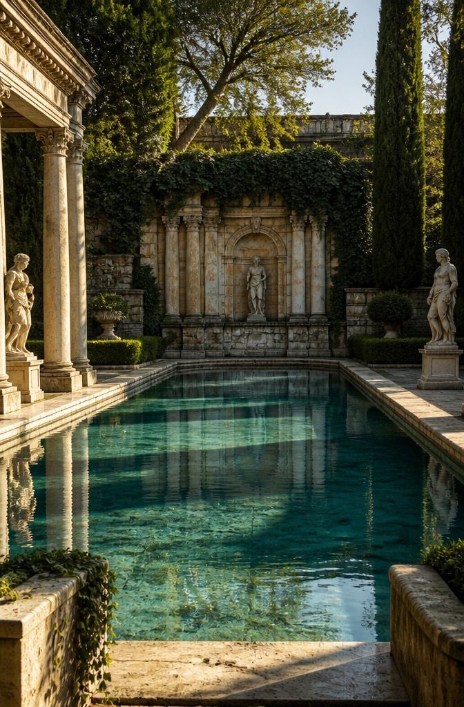 Ancient Roman Inspired Stone Garden Pool
