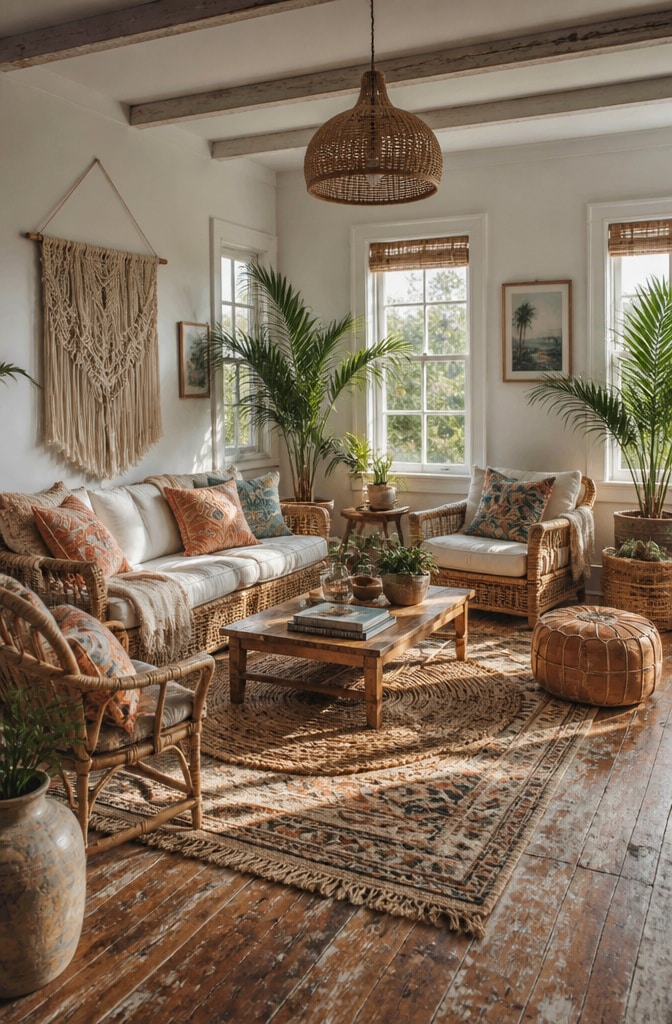 Beachy Bohemian Coastal Living Room