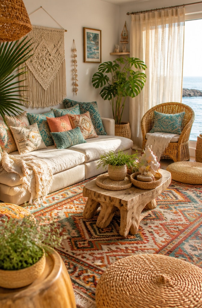 Bohemian Coastal Living Room Retreat