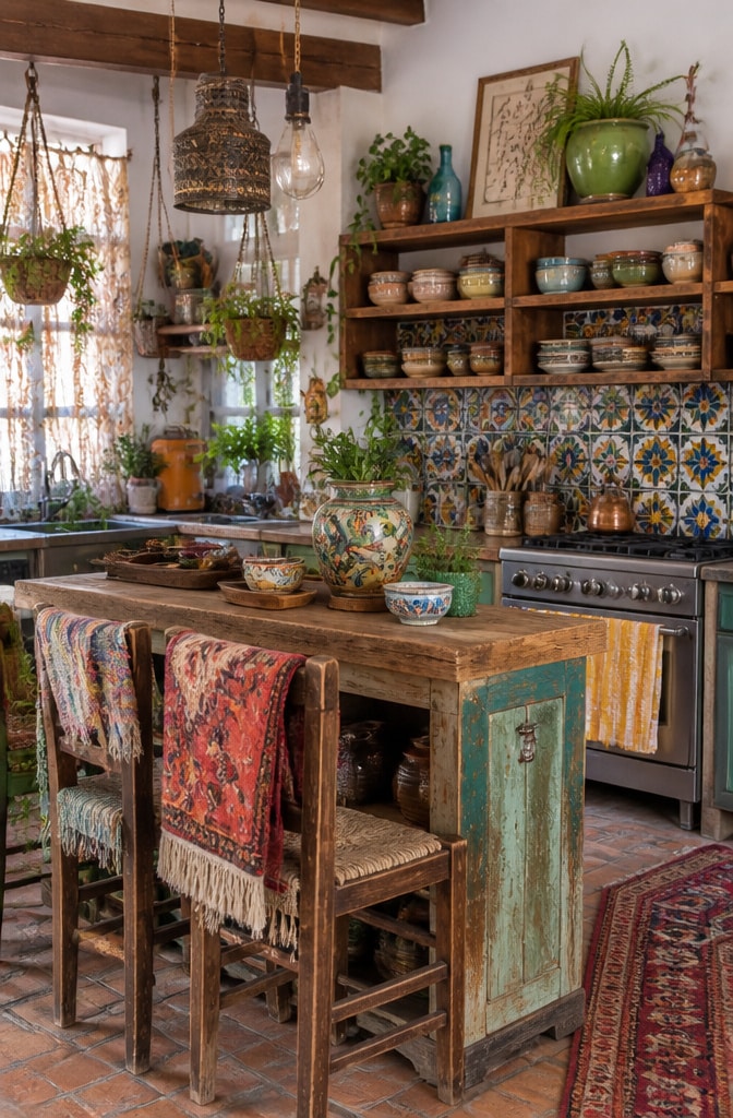 Bohemian Eclectic Cozy Kitchen