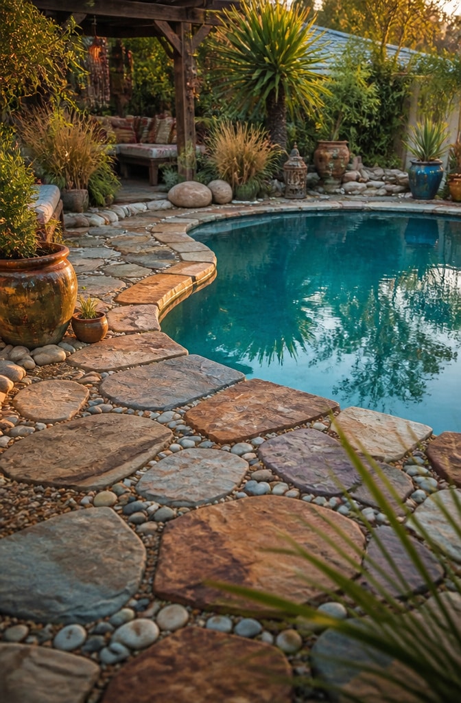Bohemian Pebble and Flagstone Garden Pool