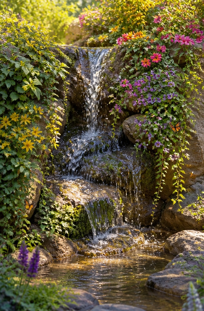 Cascading Wildflower Waterfall