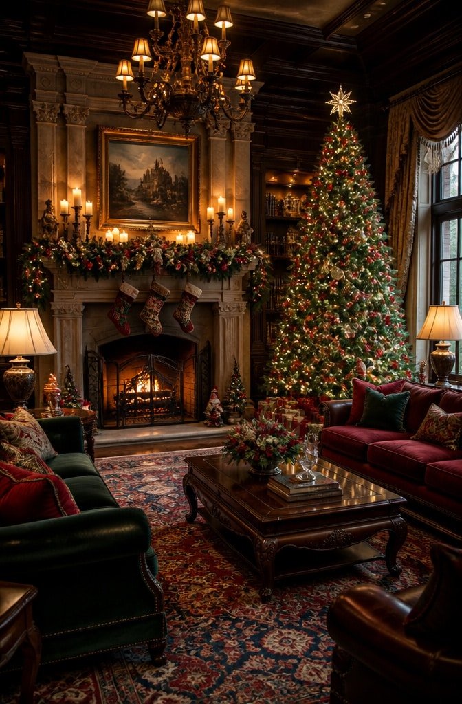 Classic Traditional Christmas Living Room