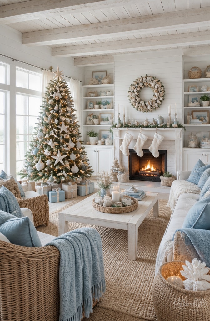 Coastal Christmas Living Room Retreat