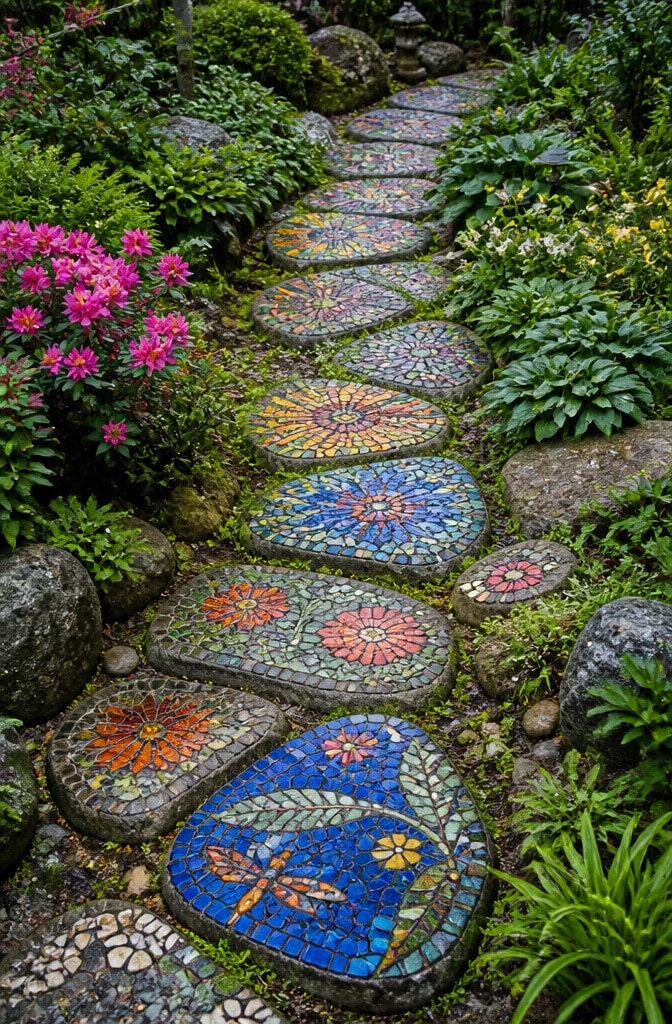 Colorful Mosaic Stepping Stone Pathway