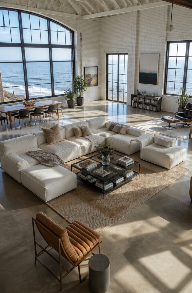 Contemporary Coastal Loft Living Room
