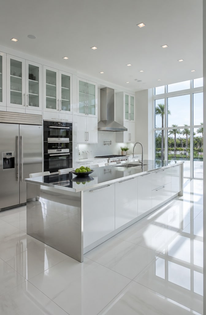 Contemporary Glass and Chrome Kitchen