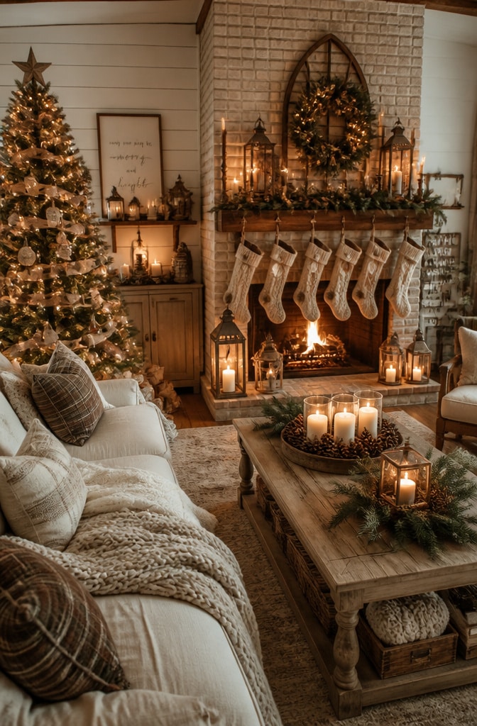 Cozy Farmhouse Christmas Living Room
