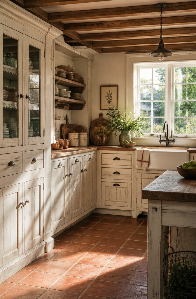 Creamy Off-White Rustic Cabinets