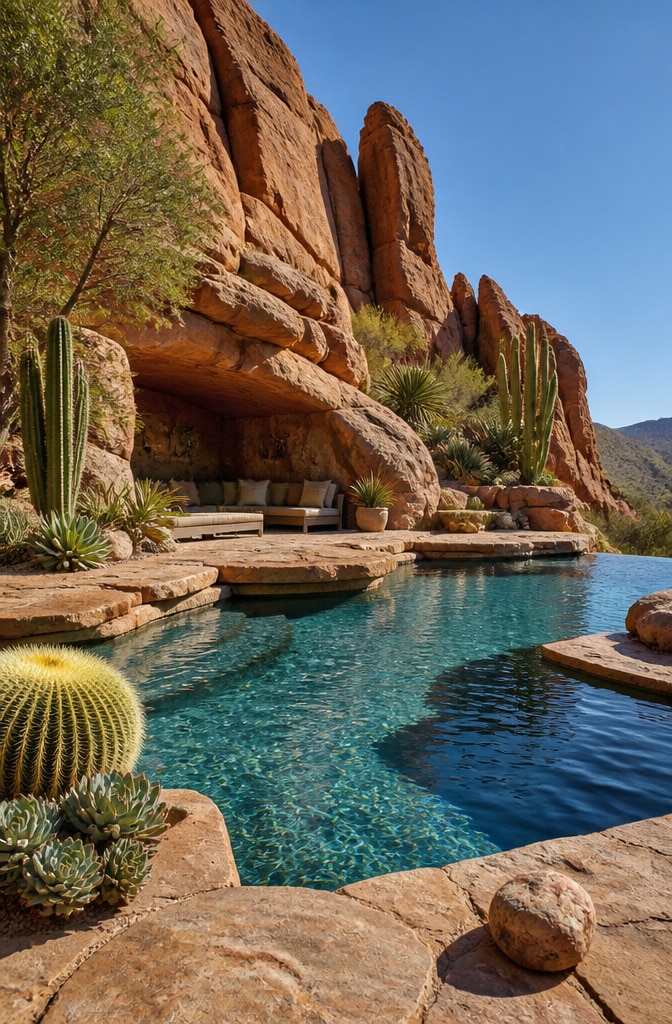 Desert Sandstone Garden Pool Retreat