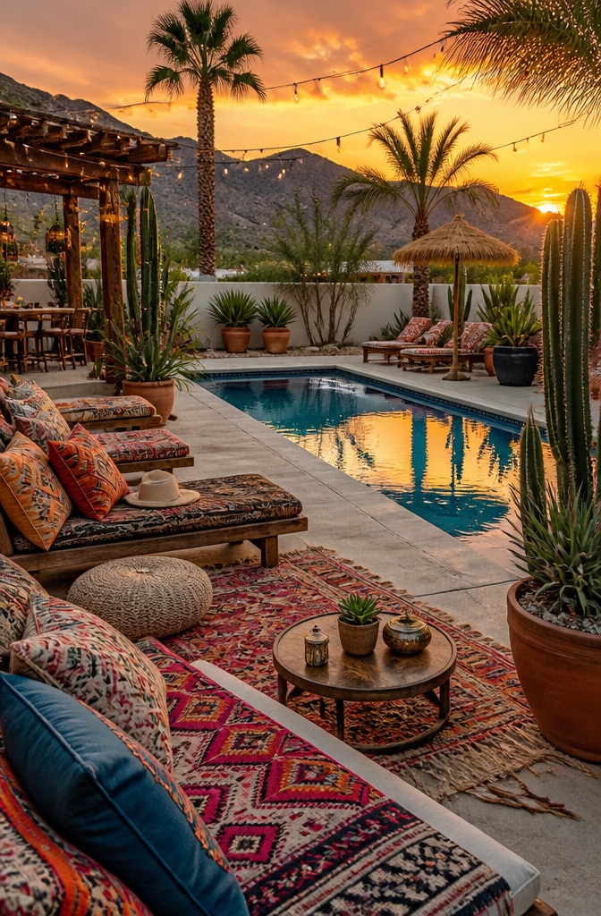 Eclectic Boho Desert Poolscape