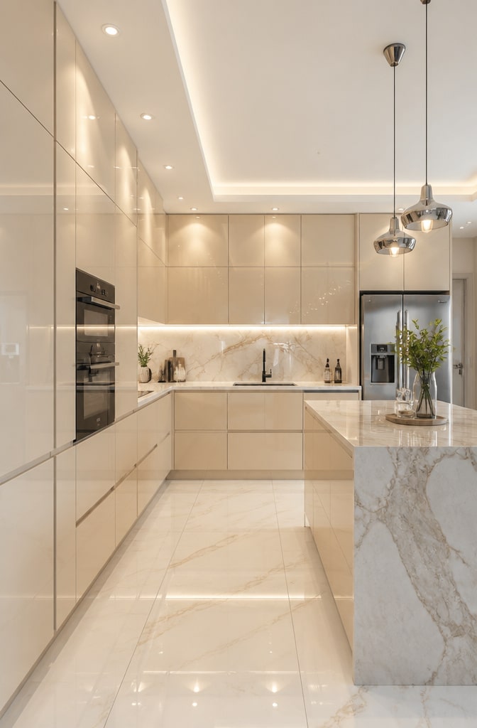 Glossy Ivory Modern Cabinets