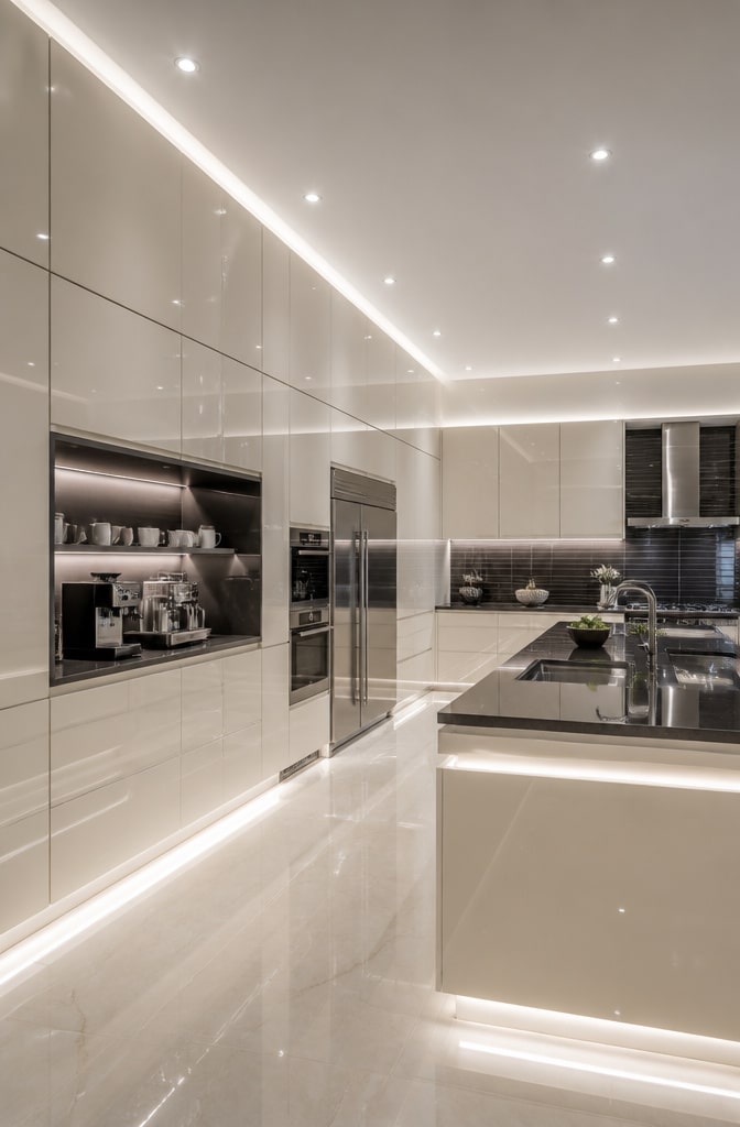 Light Cream High-Gloss Cabinets
